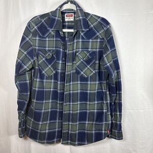 Wrangler Western Shirt Women's Size M Green Plaid Long Sleeve Preowned